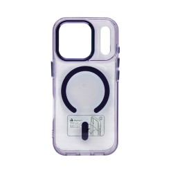 Capa Magnética Transparente em Acrílico Premium para Apple iPhone 17 Pro/iPhone 18 Pro Roxo